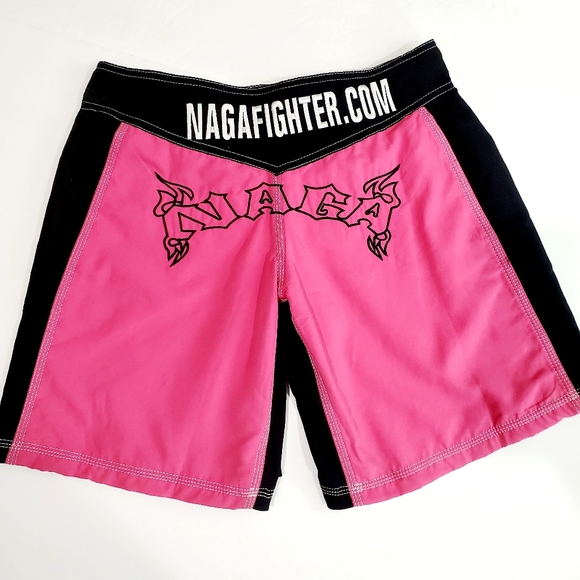 Naga Fighter MMA Training Shorts Sz 28 Pink Black - Picture 9 of 16